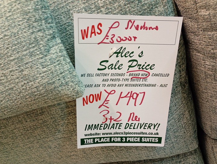 Sofa #1209 at Alec's clearance warehouse, Bolton