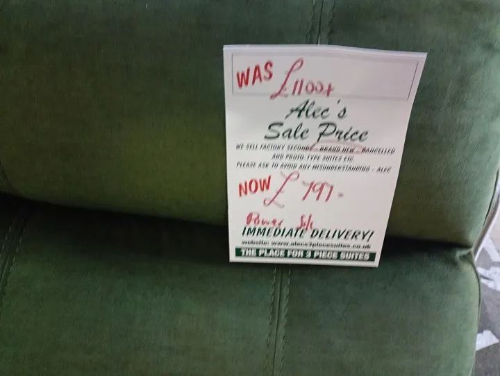 Sofa #1133 at Alec's clearance warehouse, Bolton