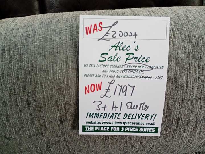 Sofa #1371 at Alec's clearance warehouse, Bolton