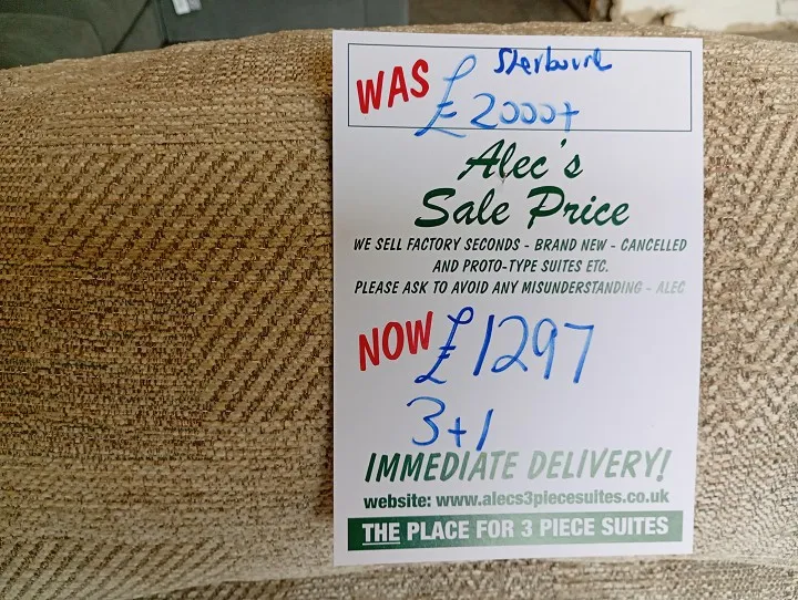 Sofa #1104 at Alec's clearance warehouse, Bolton
