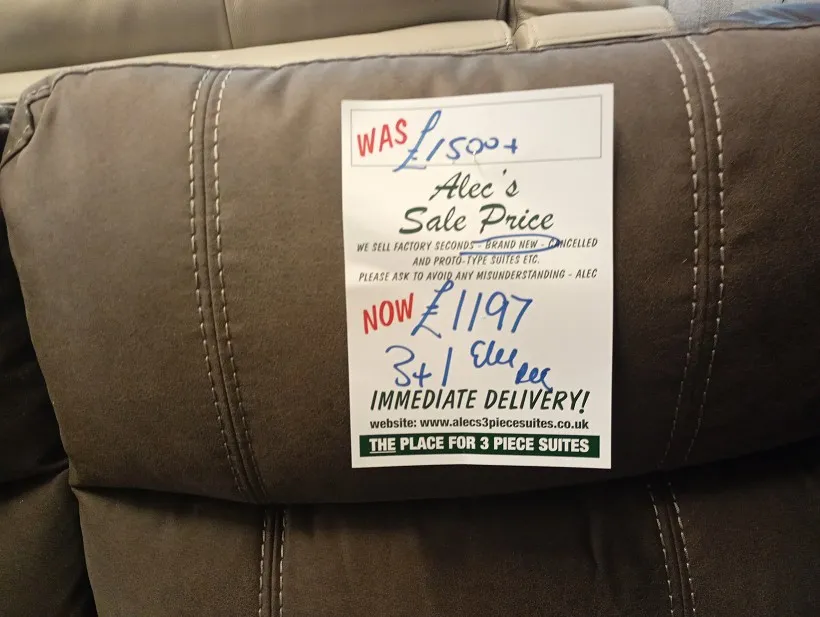 Sofa #1571 at Alec's clearance warehouse, Bolton