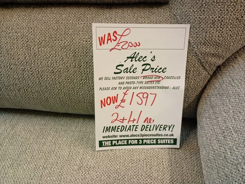 Sofa #1567 at Alec's clearance warehouse, Bolton
