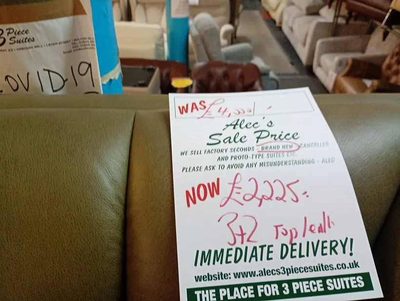Sofa #1509 at Alec's clearance warehouse, Bolton