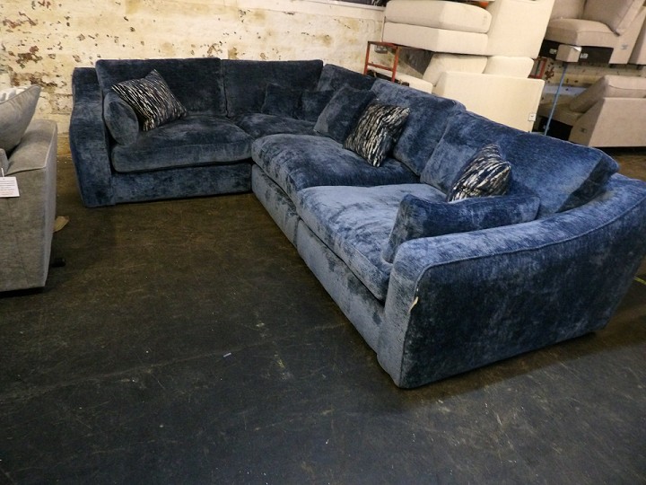 Luxury Blue Velvet Corner Sofa