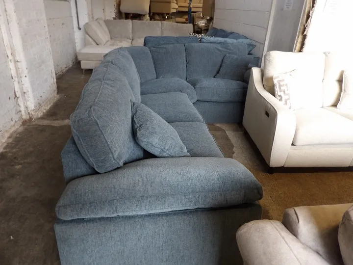 Blue Fabric Corner Sofa